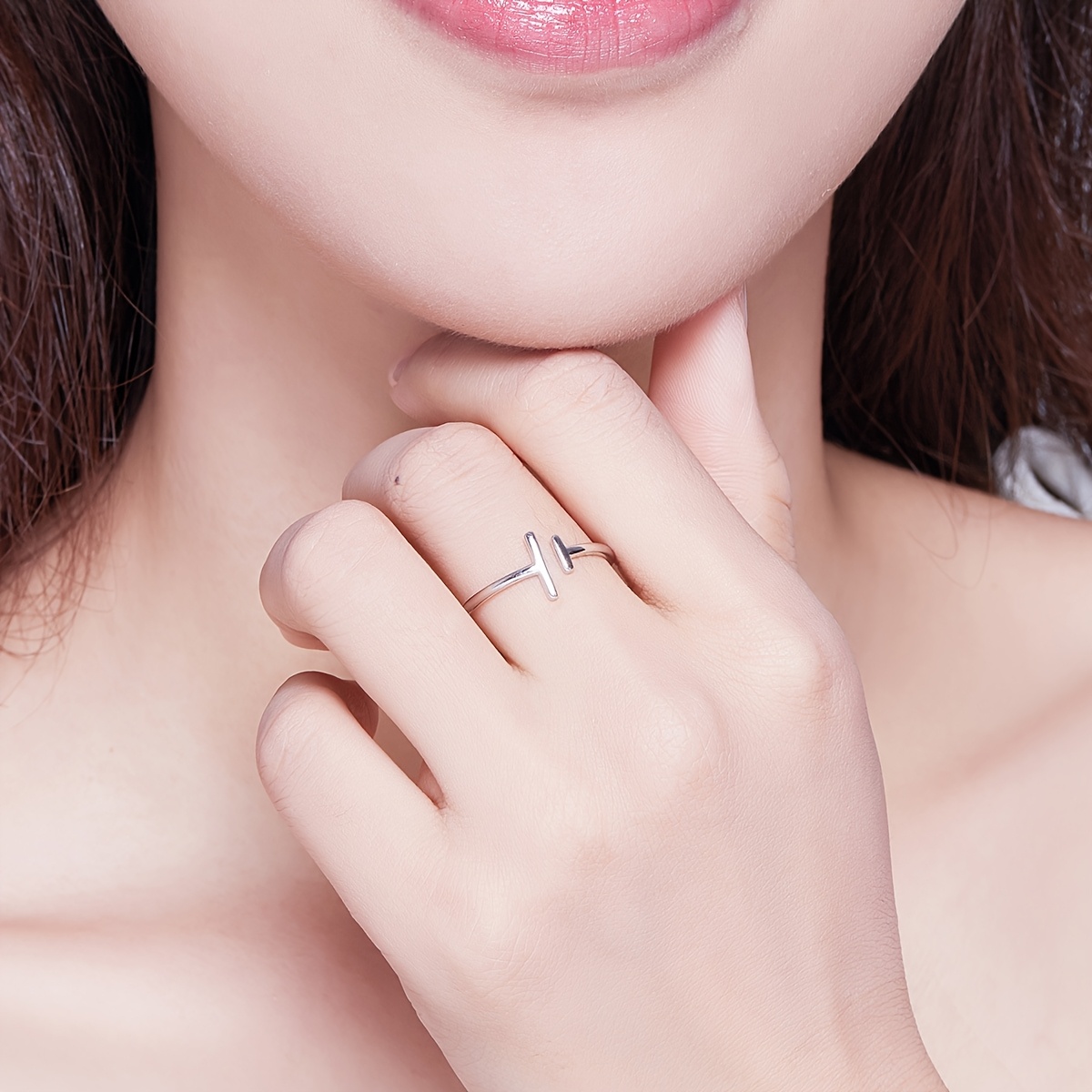 Minimalist Stylish Silver Ring, Parallel Line S925 Gold Plated